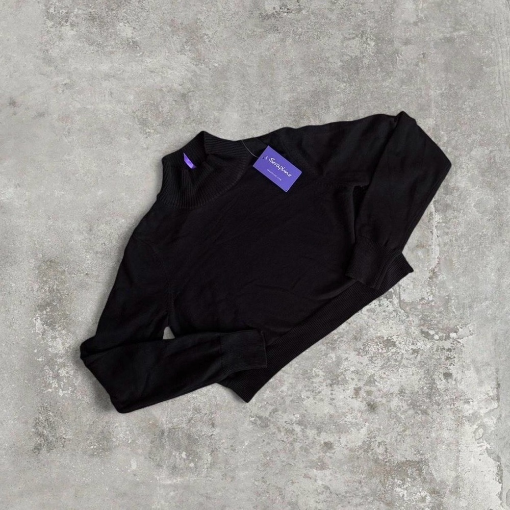 Cropped black turtle neck sweater
